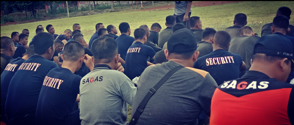 national police force in Indonesia 7.SAGAS security guards performing salute drill during basic security training session