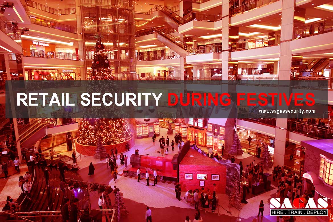 Busy shopping mall during the Christmas festive season, illustrating high foot traffic and increased retail security risk
