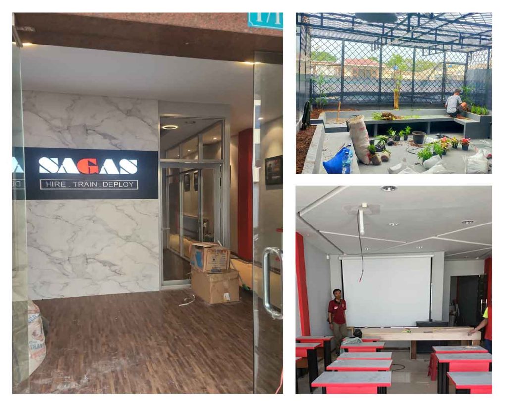 renovation and construction progress at the new SAGAS security head office facility  in Indonesia